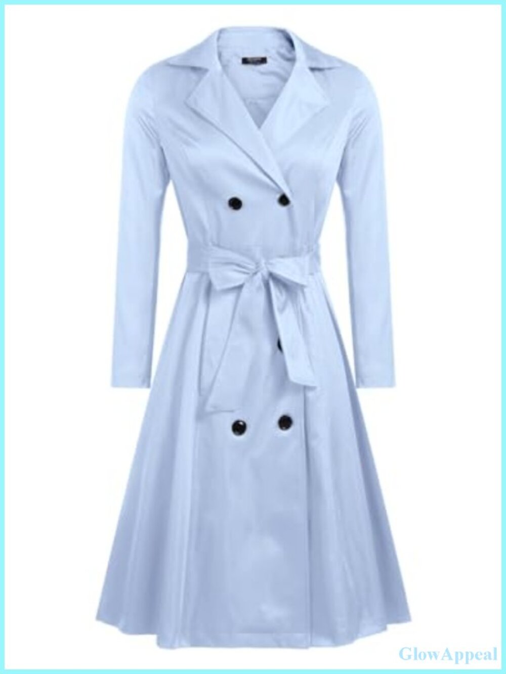 Women's Double-Breasted Trench Coat with Belt, Thigh Length, Polyester & Cotton
